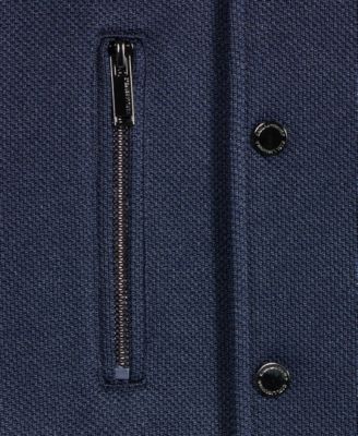 Men's Textured Varsity Zip Bomber Jacket