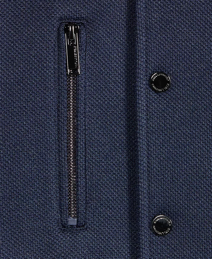 Men's Textured Varsity Zip Bomber Jacket - thumbnail 7