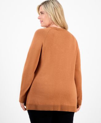 Plus Size Button-Trim Sweater