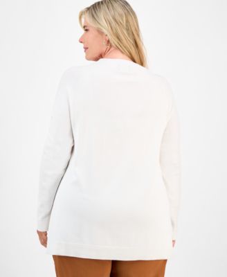 Plus Size Button-Trim Sweater, Macy's Exclusive