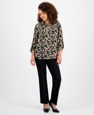 Petite Dot-Print Blouse