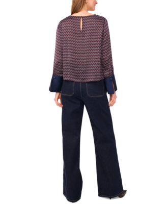 Women's Printed Wide-Cuff Blouse