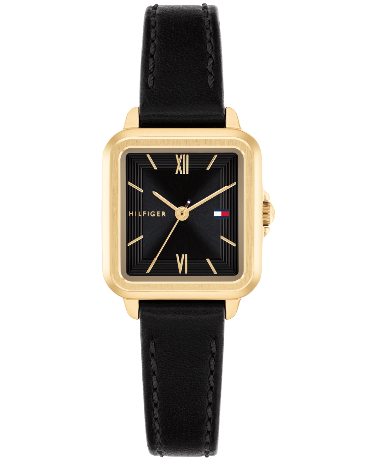 Women's Quartz Black Leather Strap Watch, 22.5mm - Black