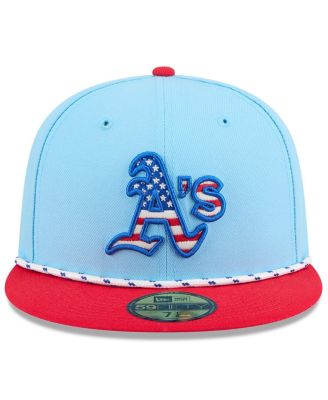 Men's Light Blue/Red Athletics 2025 Fourth of July 59FIFTY Fitted Hat