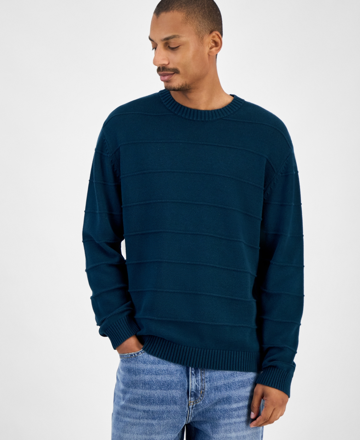 Men's Ribbed Crewneck Sweater, Macy's Exclusive - Fin