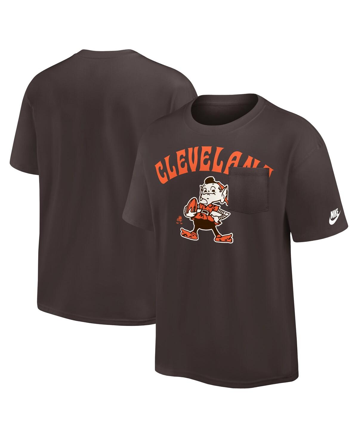 Nike Men's Brown Cleveland Browns Rewind Heavy Max90 Pocket T-Shirt - Brown