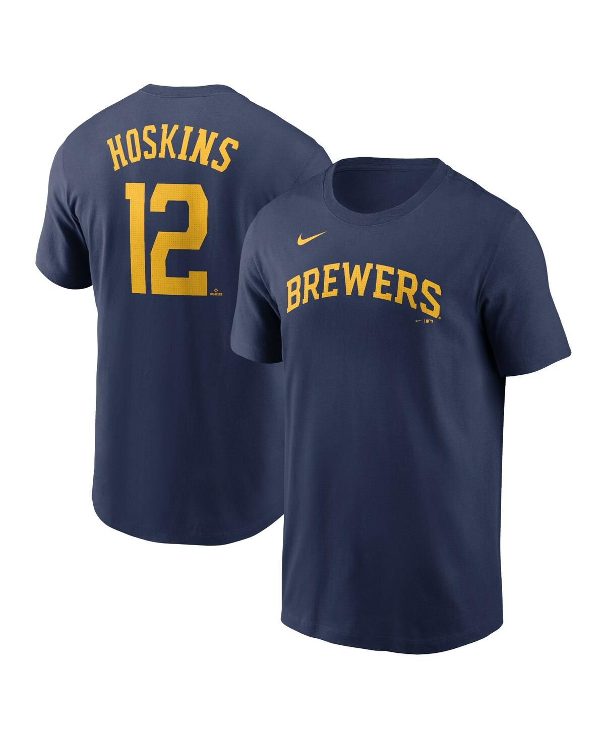 Мужская футболка с фирменным номером Rhys Hoskins Navy Milwaukee Brewers Fuse от Rhys Hoskins