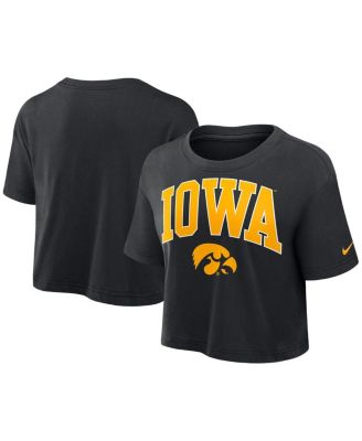 Nike - Women's Black Iowa Hawkeyes Athletic Prep Arch Performance Cropped T-Shirt