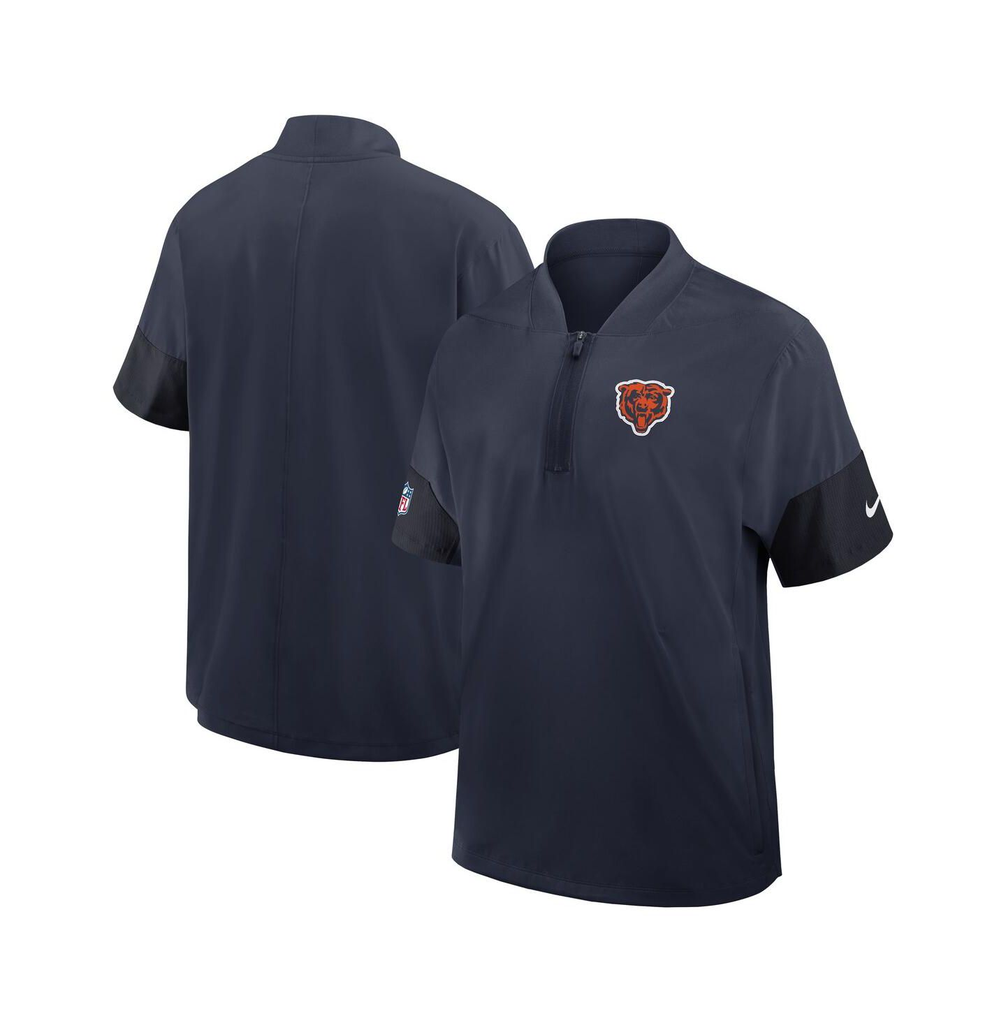 Мужская куртка Nike Navy Chicago Bears Sideline Short Sleeve Quarter-Zip Performance Coach — фото 1