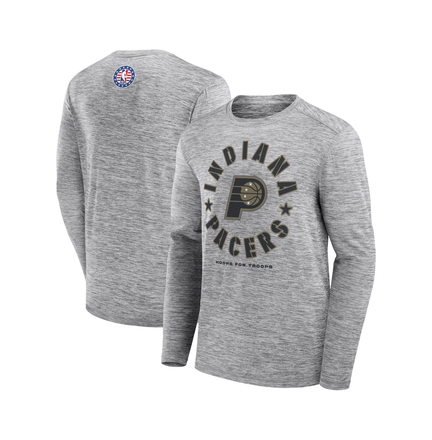 Мужская футболка Fanatics Heather Gray Indiana Pacers NBA Hoops for Troops Long Sleeve — фото 1