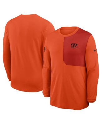 Nike - Men's Orange Cincinnati Bengals Sideline Coach UV Performance Long Sleeve T-Shirt
