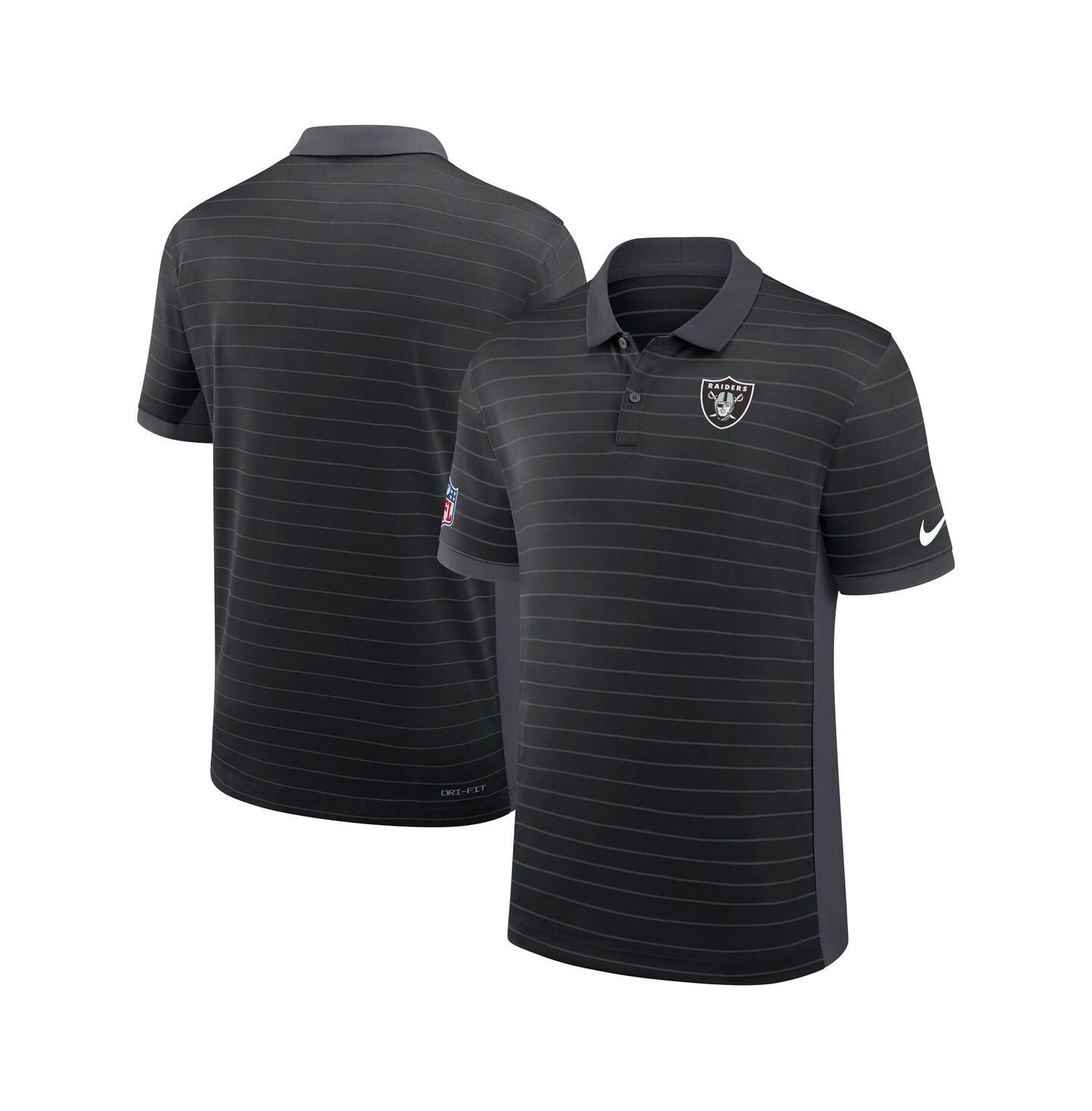 Мужское поло Nike Black Las Vegas Raiders Sideline Victory Stripe Performance Polo Shirt — фото 1