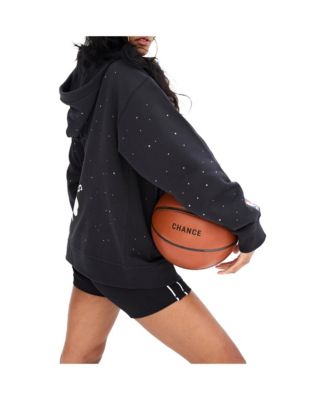 Women's Black Boston Celtics Oversized Allover Gemstone Full-Zip Hoodie