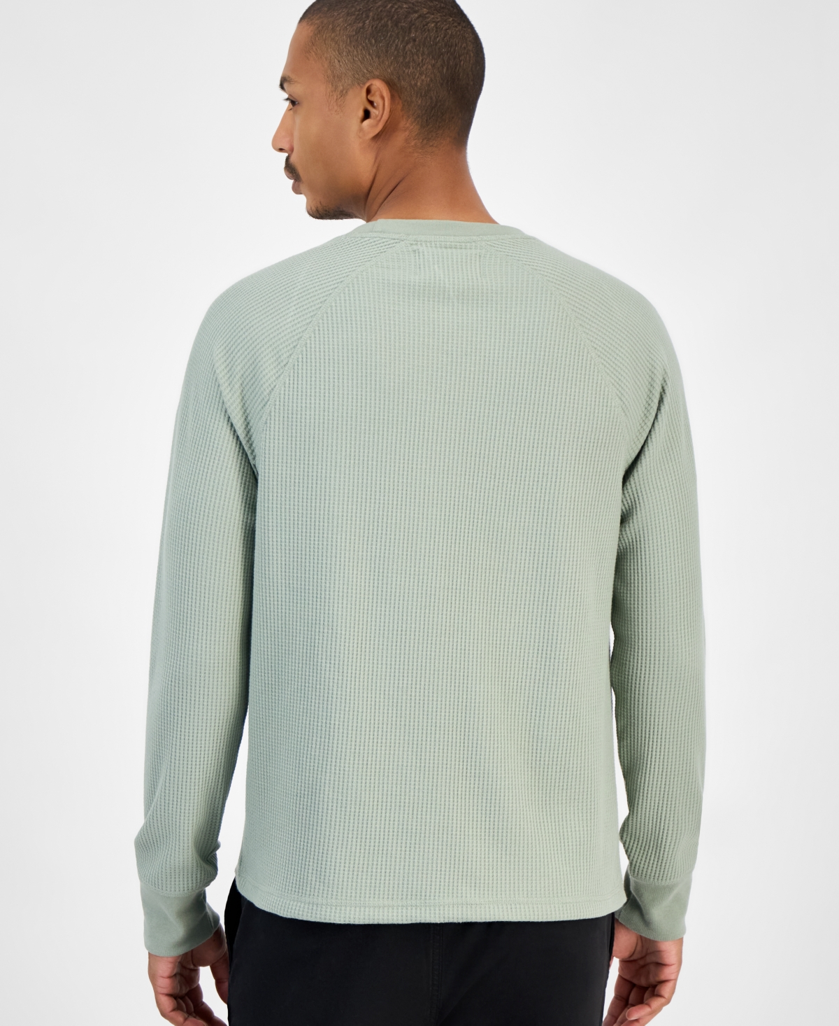 Sun + Stone Men's Waffle-knit Thermal Shirt, Macy's Exclusive In Green