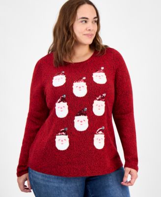 Women's Santa-Embroidered Sweater, PXS-4X, Macy's Exclusive