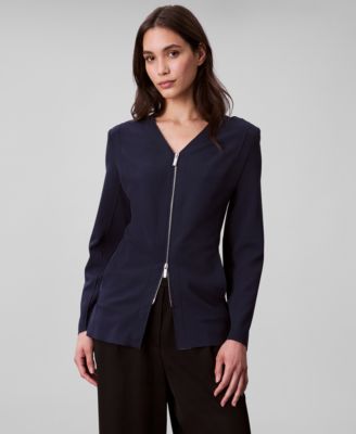 Calvin Klein - Women's Stretch Crepe Zip Front Jacket