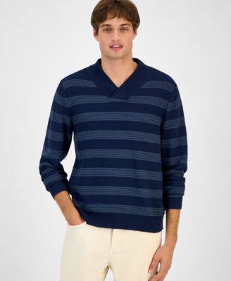 Sun + Stone - Men's Striped Shawl-Collar Sweater, Macy's Exclusive