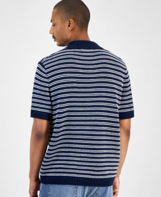 Men's Striped Short-Sleeve Cardigan, Macy's Exclusive