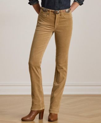 Stretch Corduroy Mid-Rise Straight Pants