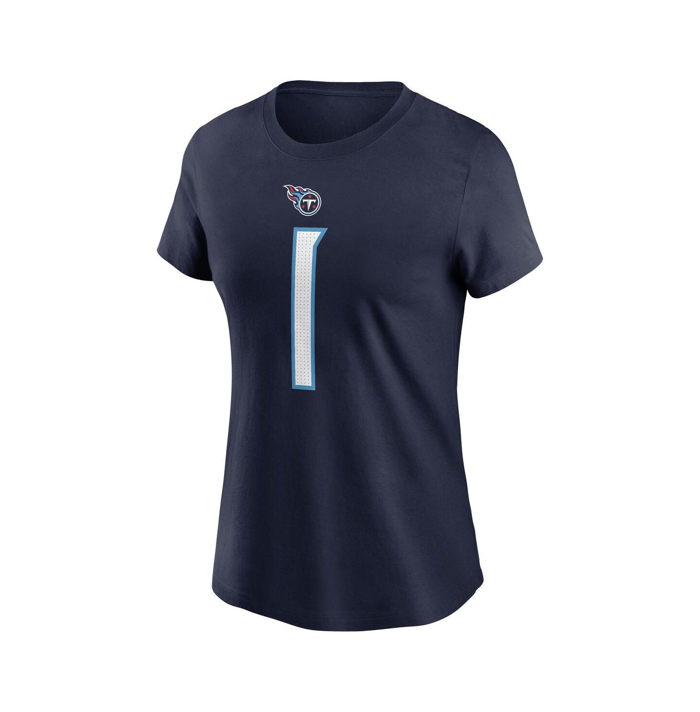 Женская футболка Nike Cam Ward Navy Tennessee Titans 2025 NFL Draft First Round Pick Name & Number — фото 2