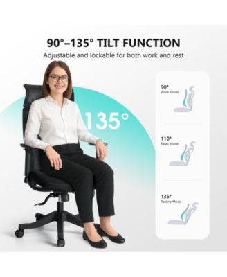 Mesh Office Chair Ergonomic Recliner Chair with 3D Adjustable Armrests & Lumbar Support