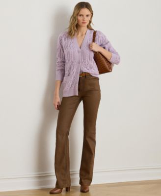 Women's Pointelle Wool-Blend V-Neck Cardigan