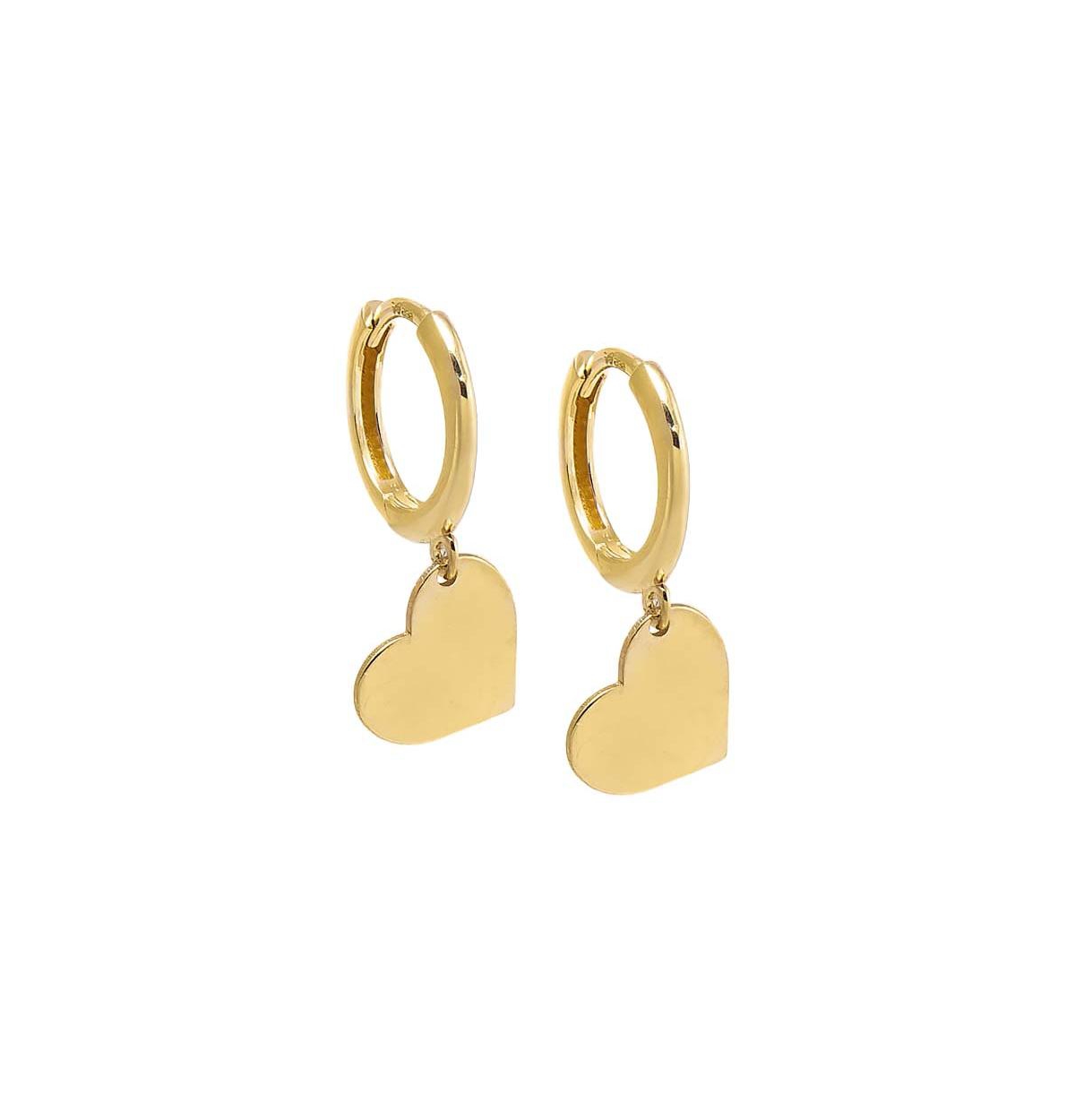 Solid Dangling Heart Huggie Earring 14K - 14k gold