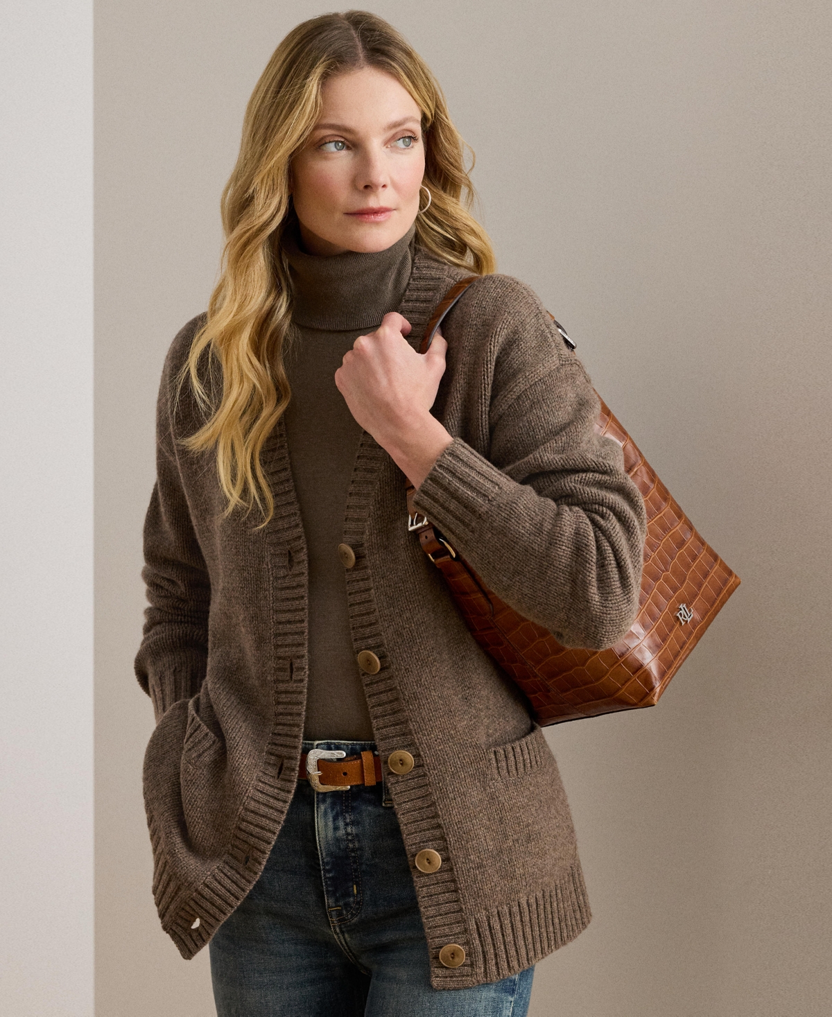 Ralph Lauren Wool-blend V-neck Cardigan In Brown
