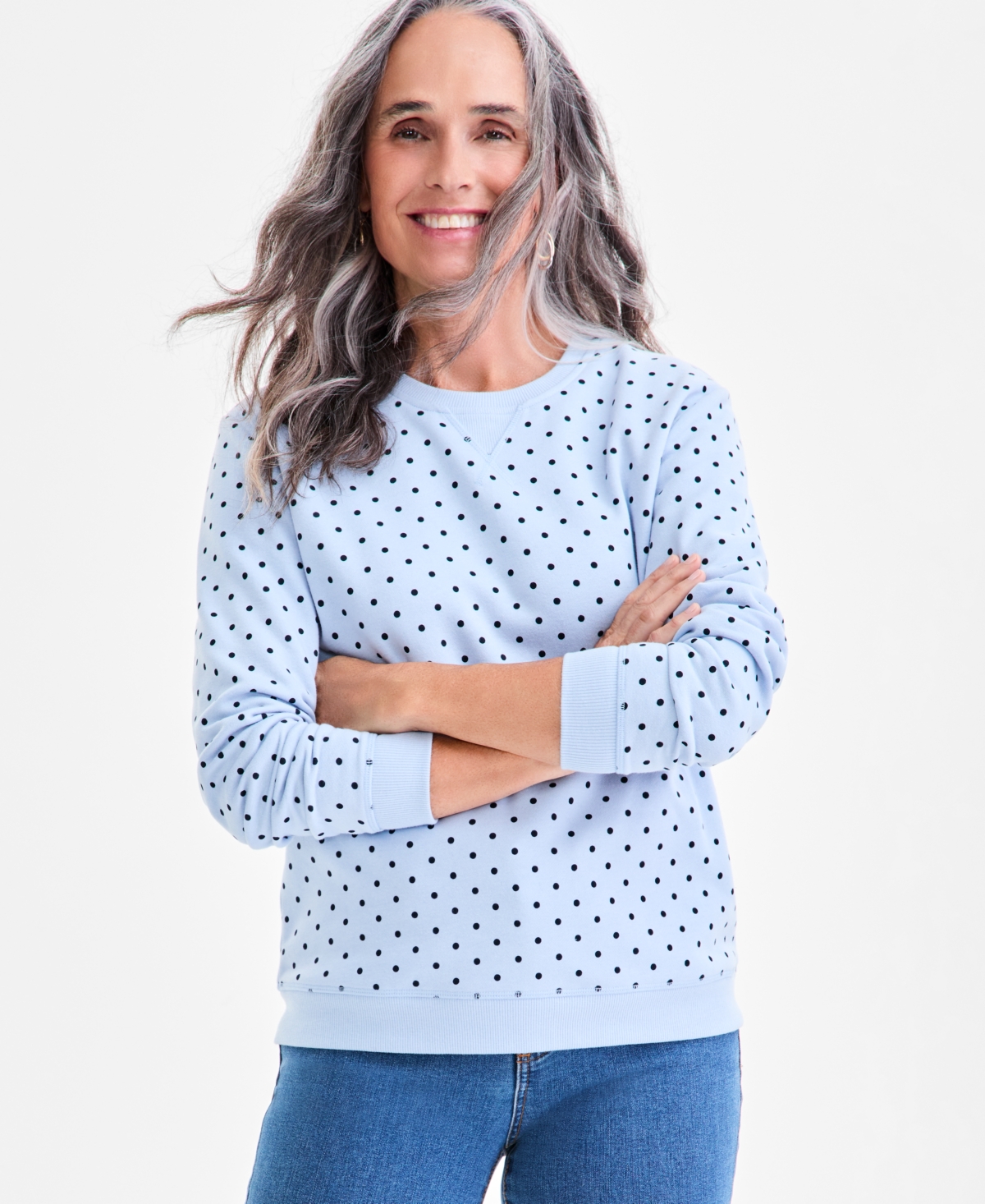 Style & Co Women's Printed Crewneck Sweatshirt, Macy's Exclusive In Brown