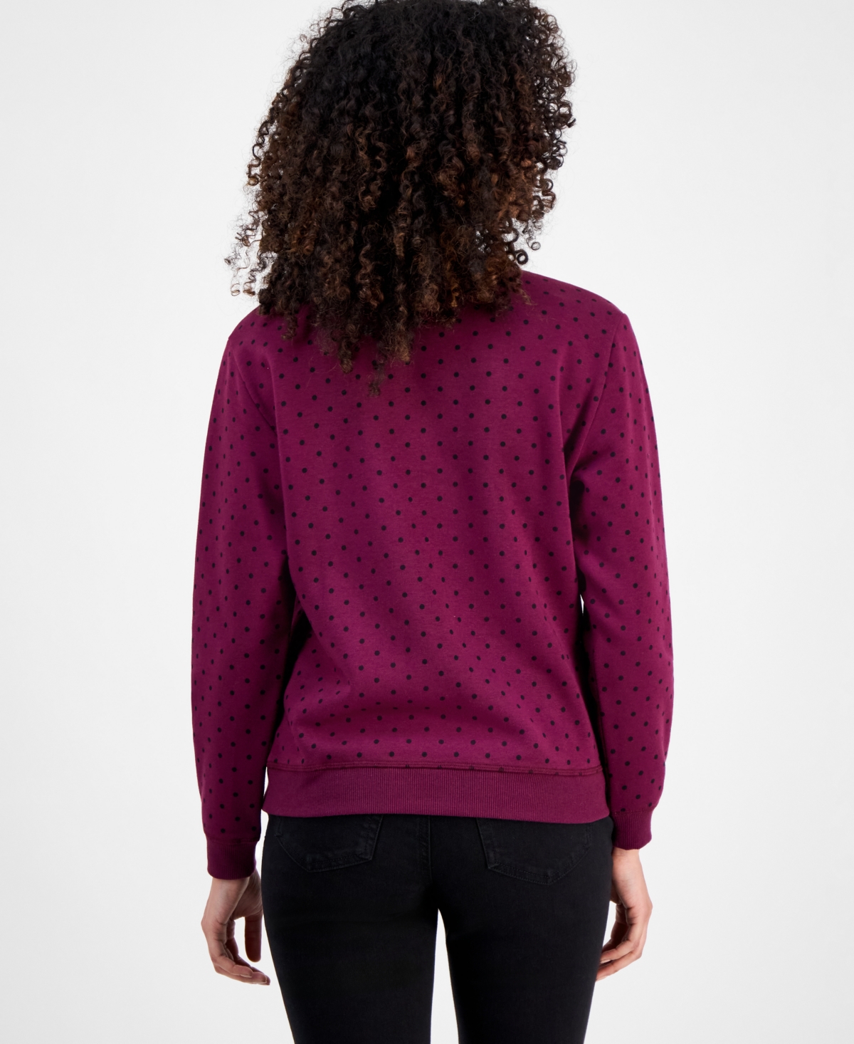Style & Co Petite Polka Dot Crewneck Sweatshirt, Macy's Exclusive In Brown