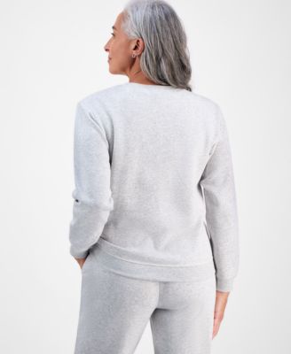 Petite Crewneck Long-Sleeve Fleece Sweatshirt, Created for Macy's 