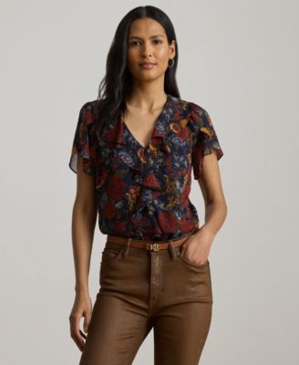 Lauren Ralph Lauren - Women's Floral Ruffle-Trim Georgette Blouse