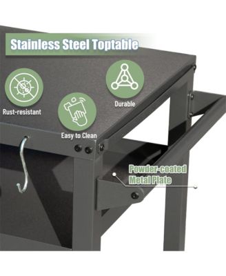 3-Shelf Outdoor Grill Table, Grill Cart with Wheels, Outdoor Food Prep Table, Blackstone Table with Hook, Grill Stand for Blackstone Griddle