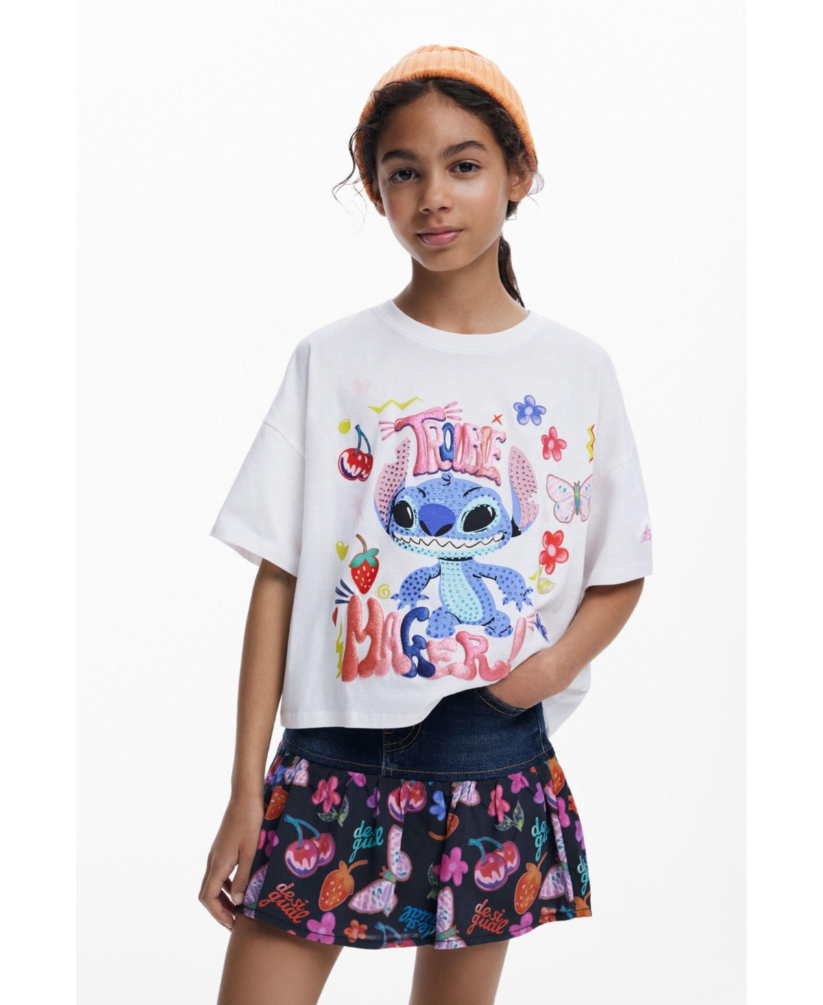 Desigual Girls Girls's Denim ruffle miniskirt