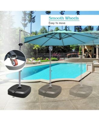 Patio Cantilever Offset Umbrella Base with Wheels for Garden Poolside Deck