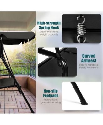 3 Person Steel Frame Patio Porch Swing with Polyester Angle and Adjustable Canopy