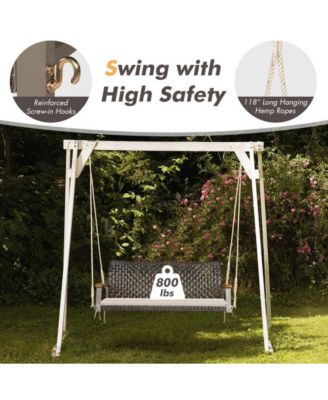 2-Person Rattan Hanging Porch Swing Chair