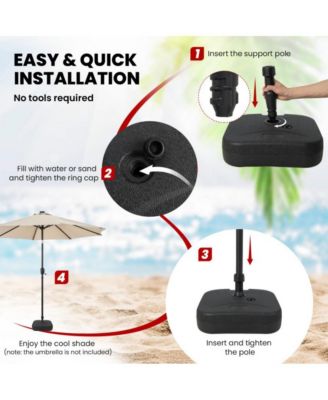 Fillable Patio Umbrella Base with Handle Fit 1.5 Inch Umbrella Poles