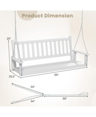 3-Person Wooden Outdoor Porch Swing with 800 lbs Weight Capacity