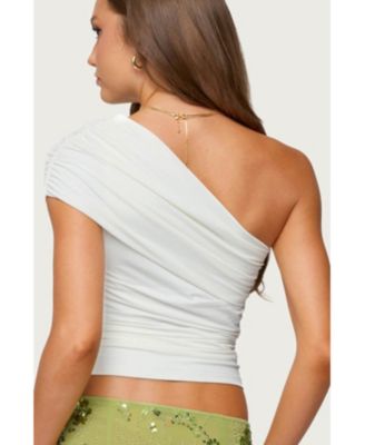 Women's Fold Over Ruched One Shoulder Top
