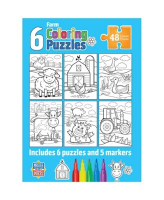 Coloring Puzzles 6-Pack - Farm 48 Piece Puzzles