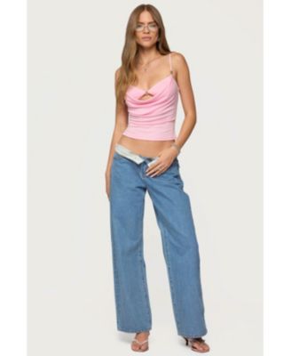 Women's Layered Bra Cowl Neck Top