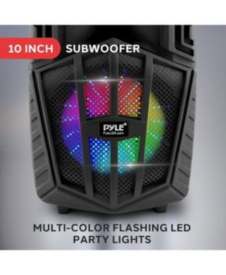 10" Bluetooth Portable PA Speaker – Karaoke Party Speaker with Wireless Mics, Stand, Rechargeable Battery, Flashing Lights, MP3/USB/FM Radio