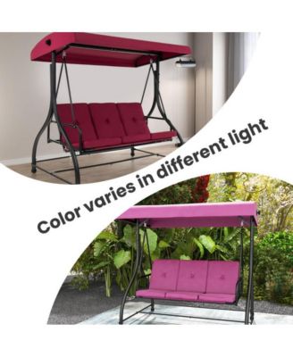 3 Seat Outdoor Porch Swing with Adjustable Canopy