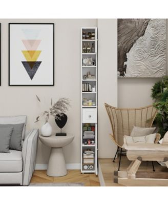 Tall Slim 71" Freestanding Bathroom Cabinet with Drawer, 2 Doors & Adjustable Shelves in White