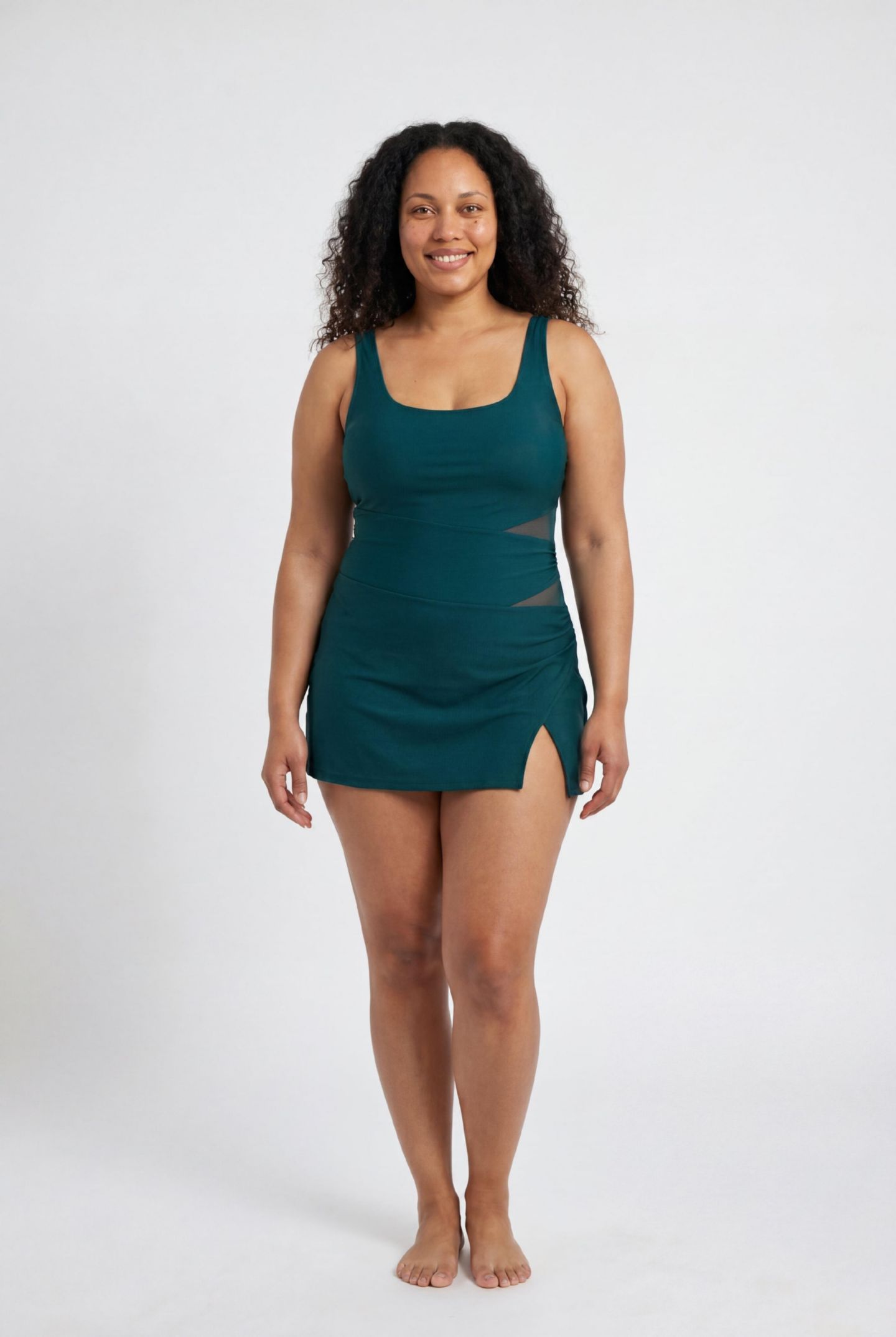 Купальник, с вырезами, с юбкой, сетка — Swimsuits for All, цвет: Mediterranean — фото 1