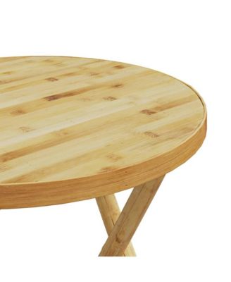 Garden Table Natural Bamboo Medium Foldable Garden Table Round