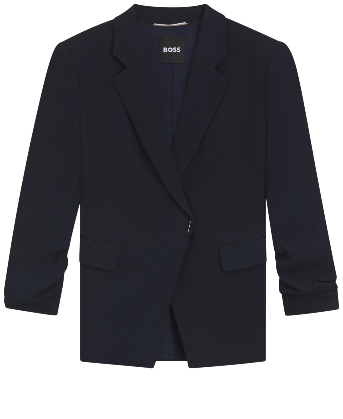 Женский пиджак Hugo Boss BOSS by Press-Stud Closure Slim-Fit Blazer, цвет: Тёмный синий — фото 3