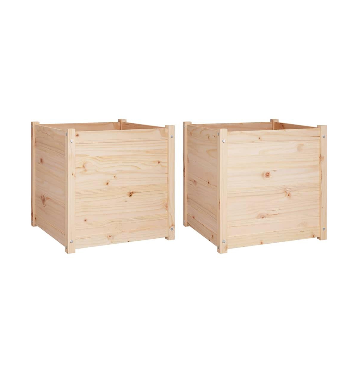 Garden Planters 2 pcs 23.6"x23.6"x23.6" Solid Wood Pine - Natural