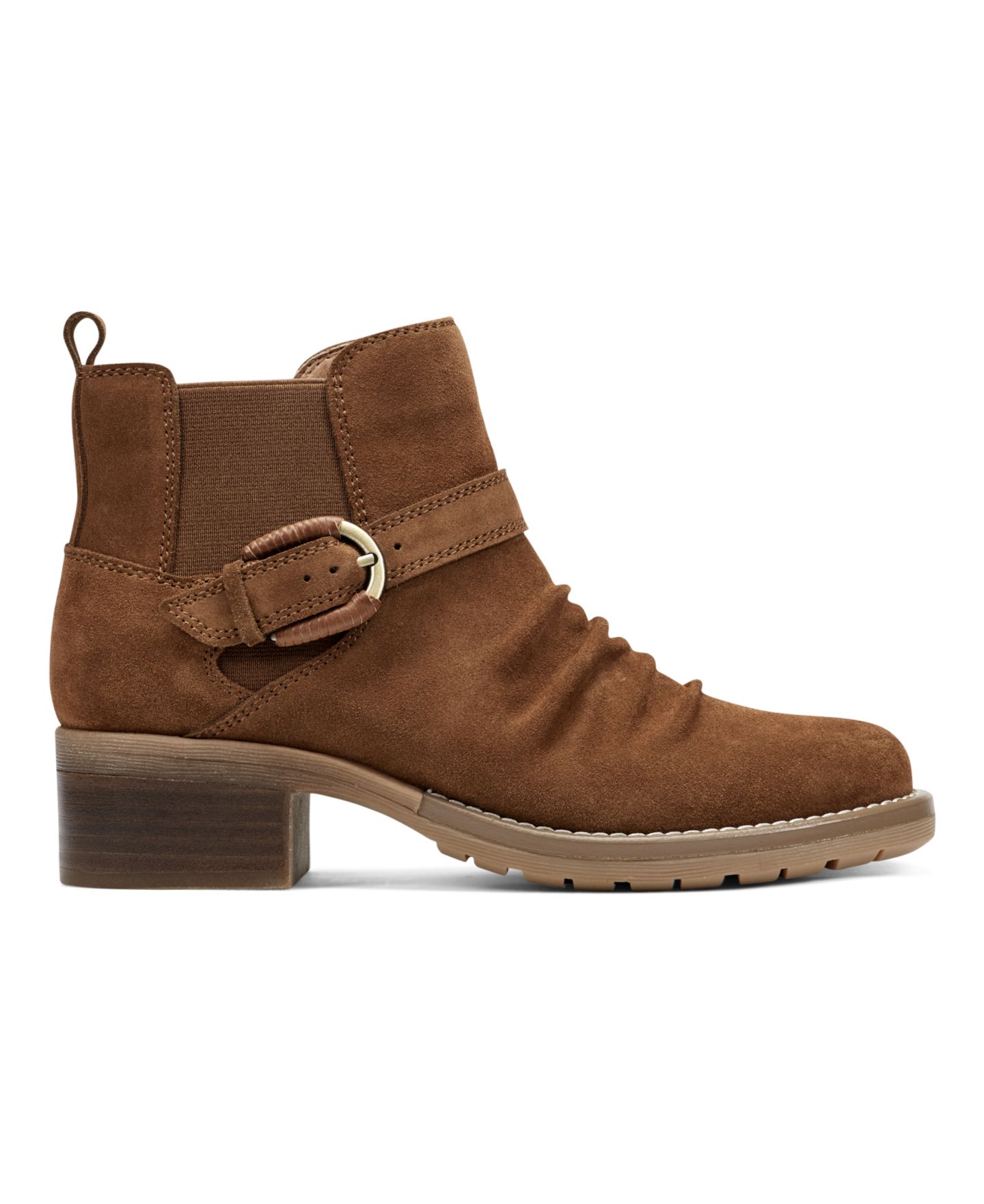 Женские ботинки Earth Zane Ruched Block Heel Booties, цвет: Коньячный замшевый — фото 2